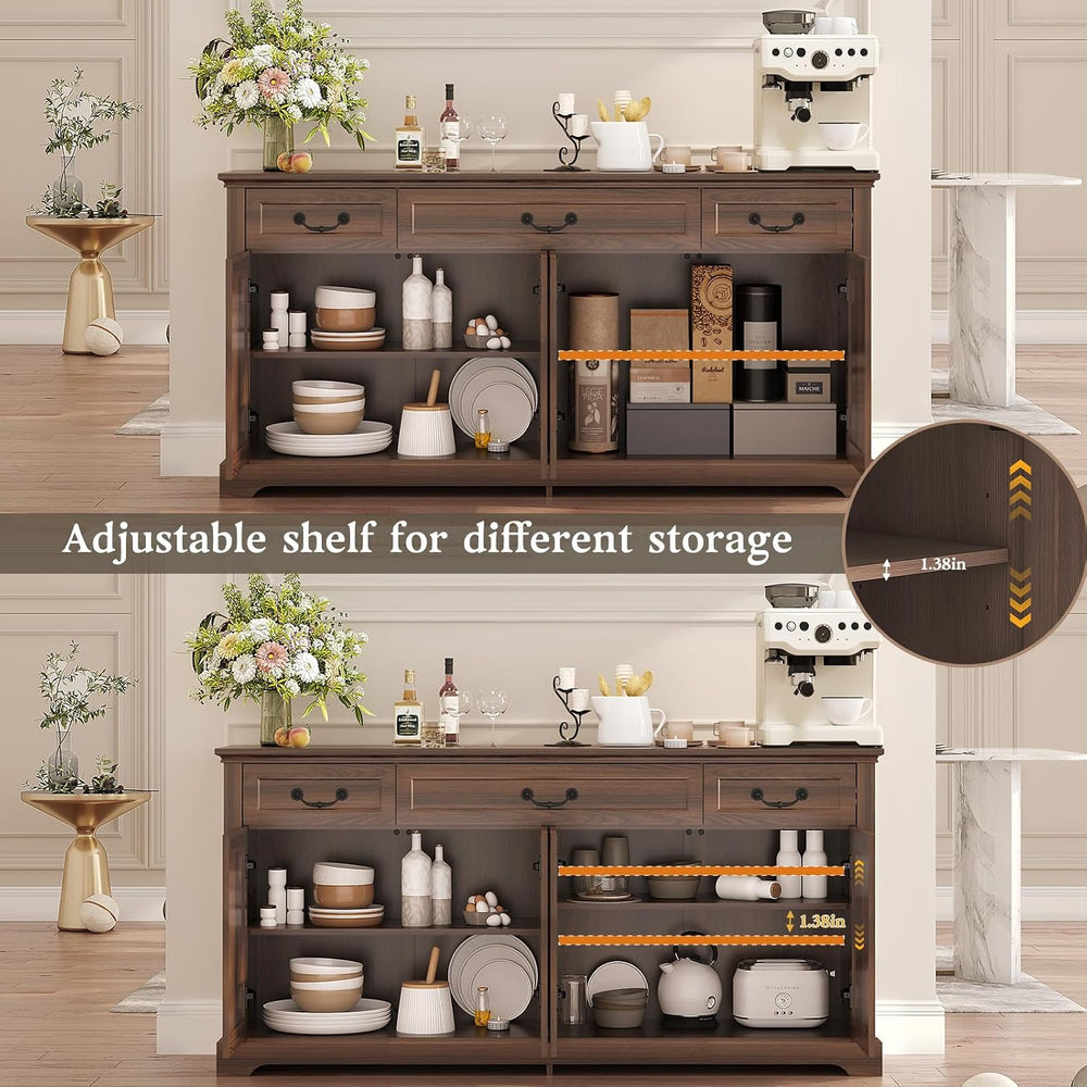 Vipbear 65" Large Sideboard Buffet Cabinet with Storage, Farmhouse Buffe...