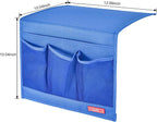 Bedside Storage Organizer - Table Cabinet Organizer Caddy for Remotes, Phone, Glasses (Classic 4 Pockets - Blue)