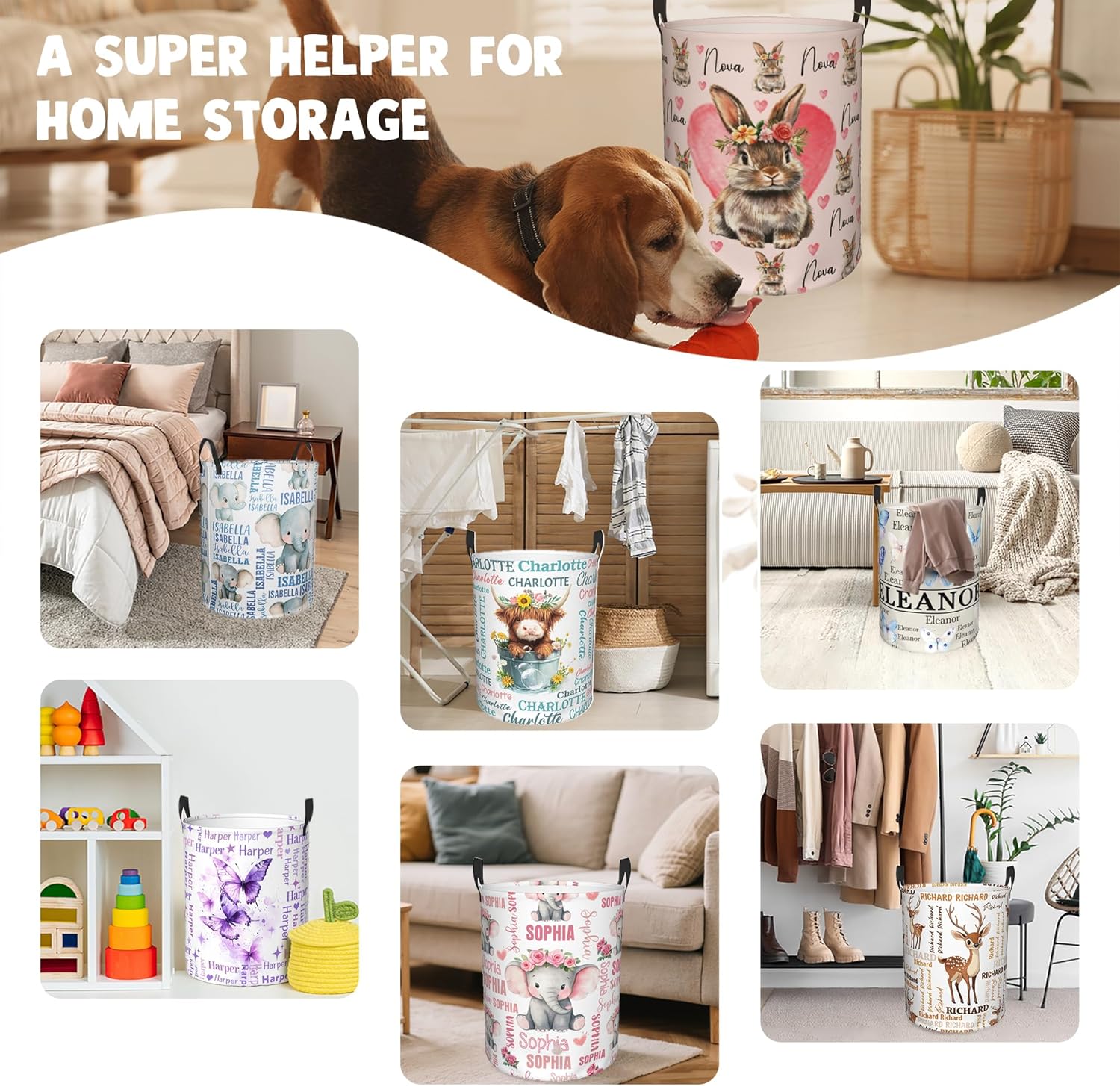 Custom Name Laundry Hamper, Personalized Laundry Baskets with Name for Boys Girls Women Men, Customized Collapsible Dirty Clothes Hamper Easy Storage Gifts for Bedroom Bathroom Living Room