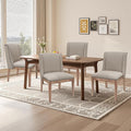 Dining Chair Set of 4, Fabric Upholstered Kitchen Side Chairs with Wooden Legs for Kitchen & Restaurant Use, Beige