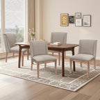 Dining Chair Set of 4, Fabric Upholstered Kitchen Side Chairs with Wooden Legs for Kitchen & Restaurant Use, Beige
