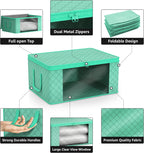 Sorbus Medium Clothes Storage Bags - Foldable Blanket Storage Bins for Organizing Bedroom, Closet, Clothing, Comforter, Organization with Clear Window, Lids and Carry Handles - Set of 3