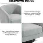 Swivel Barrel Accent Chair, Comfy Reading Armchair, Light Gray, Set of 1 | Low-Back Design | 360° Swivel | Solid Wood Frame | High-Density Foam Seat | Modern Round Style | For Living Room & Bedroom