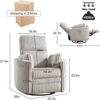 Power Recliner,Nursery Swivel Glider Rocking Chair with USB Port,Upholstered Adult Electric Recliner Rocking Chair with 2 Pillows for Living Room Bedroom(Lightgrey Corduroy, Power-Driven)