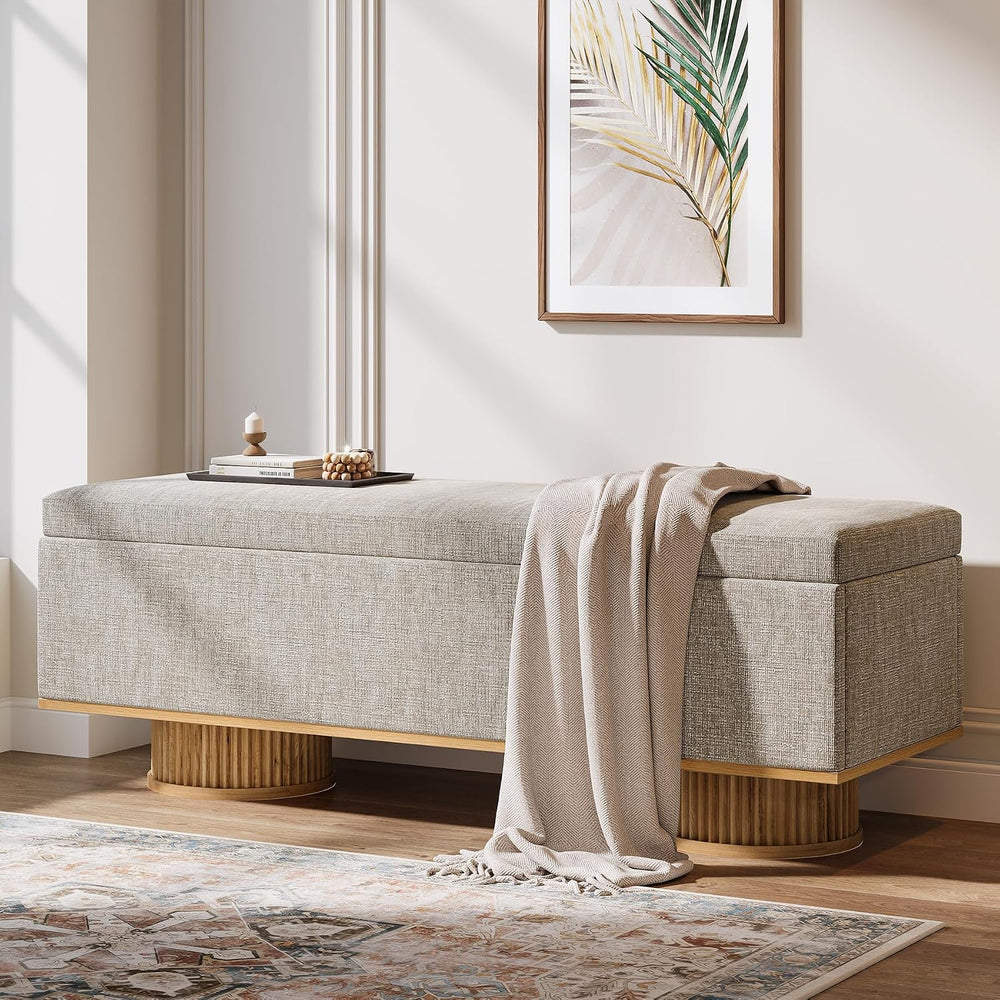 Tribesigns 50.39" Storage Bench with Padded Seat Cushion, Upholstered Sh...