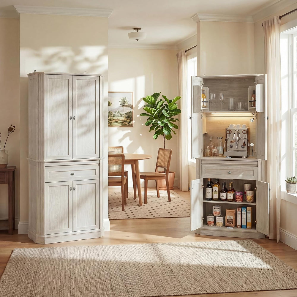 72.2" Tall Kitchen Pantry Cabinet with Doors, Farmhouse Storage Cabinet ...