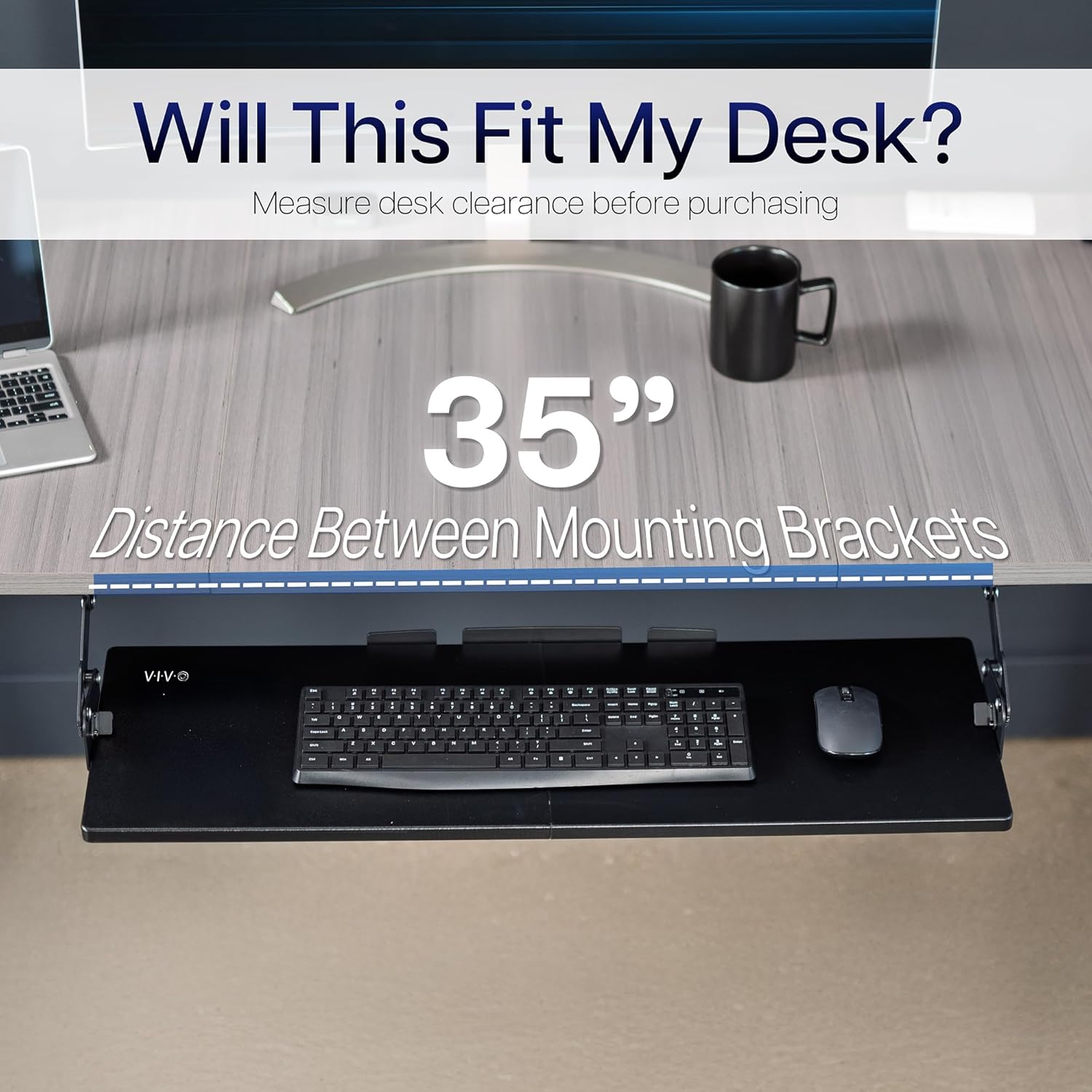 VIVO Large Under Desk 34 x 11 inch Computer Keyboard and Mouse Tray with Swinging Height Adjustment, 12 Settings, Platform Drawer for Typing, Black, MOUNT-KB34S