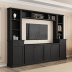 Ball & Cast TV Stand with Cabinets for TVs up to 75",Wall Unit Entertainment Center with Storage and Open Shelves,Modern Media TV Console with 2 Drawers for Living Room,Black