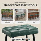 STOOLINK Bar Stools Set of 2, 24 Inch Counter Height Bar Stool for Kitchen Island, Modern Bar Hight Stools with Sturdy Metal Base and Thickened Saddle Cushion, 330Lbs, Green