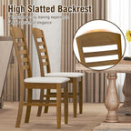 Giantex Wooden Dining Chairs Set of 4, Upholstered Kitchen Side Chairs w/Rubber Wood Frame & High Ladder Back, Padded Seat, Farmhouse Armless Dinette Chairs for Dining Room, Living Room