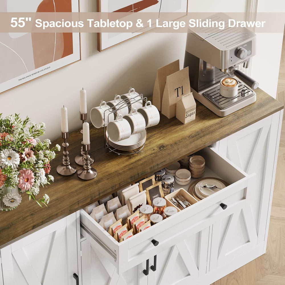 Buffet Cabinet with Storage, 55" Large Sideboard Storage Cabinet with Dr...