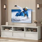 IDEALHOUSE 70 inch TV Stand for 80" TVs, Mid Century Modern Entertainment Center with Storage Drawer & Open Shelves, Wood Media Console Cabinet for Living Room/Bedroom, White