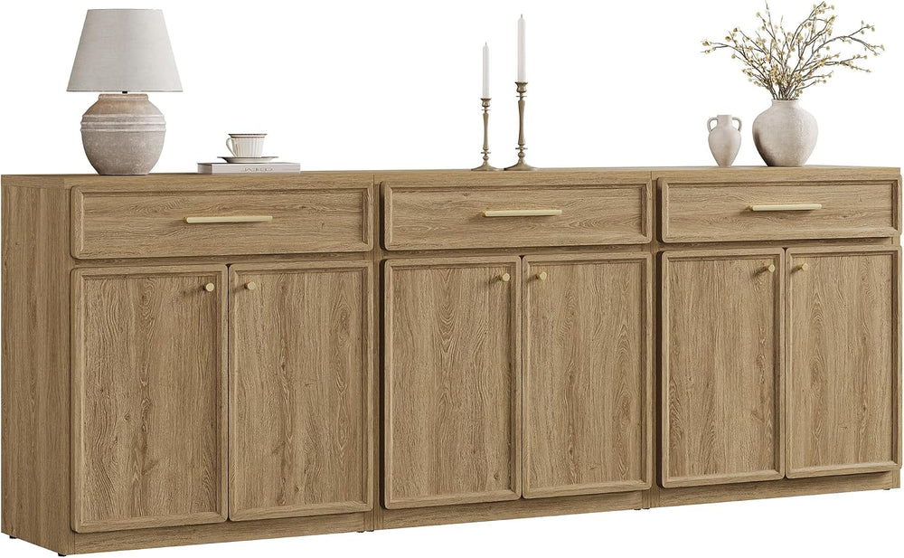 SICOTAS Buffet Cabinet with Storage Tall Modern Accent Storage Cabinet with D...