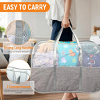 Collapsible Laundry Baskets with 3 Compartment, 150L Tear-proof Pop Up Hamper, Foldable Laundry Basket with Tote Handles, Dirty Clothes Hamper for Laundry, Bedroom, Bathroom, Dorm Grey