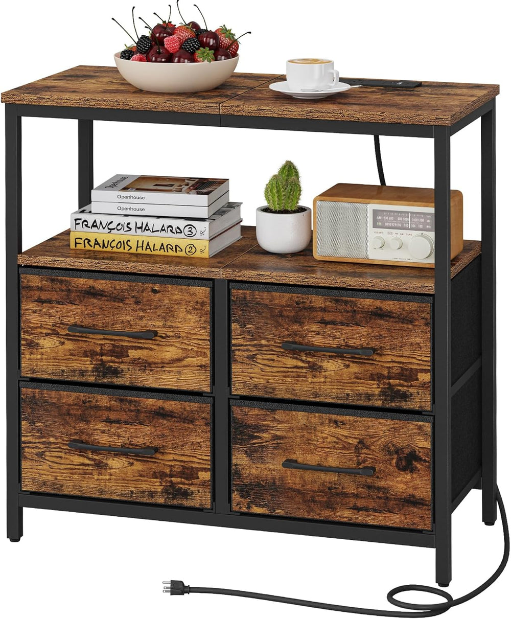 TUTOTAK Large Night Stand with Charging Station, Nightstand with USB and Type...