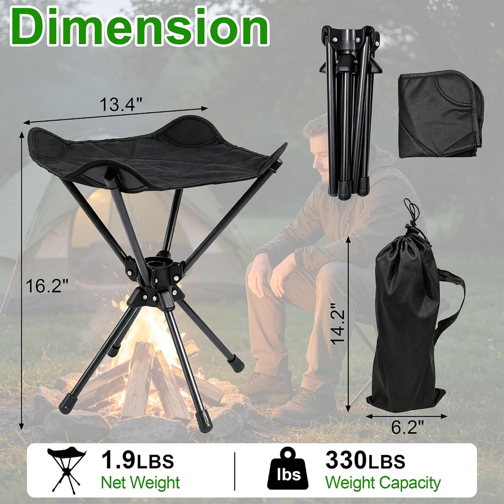 16.2" Portable Camping Stool Folding Chairs for Adults Hunting Seat, 2Pack
