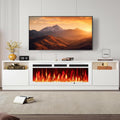 90” TV Stand with 50” WI-FI Electric Fireplace, Large Modern Media Entertainment Center with Storage Cabinet and 12 Colors LED Lights for TVs Up to 100",All White