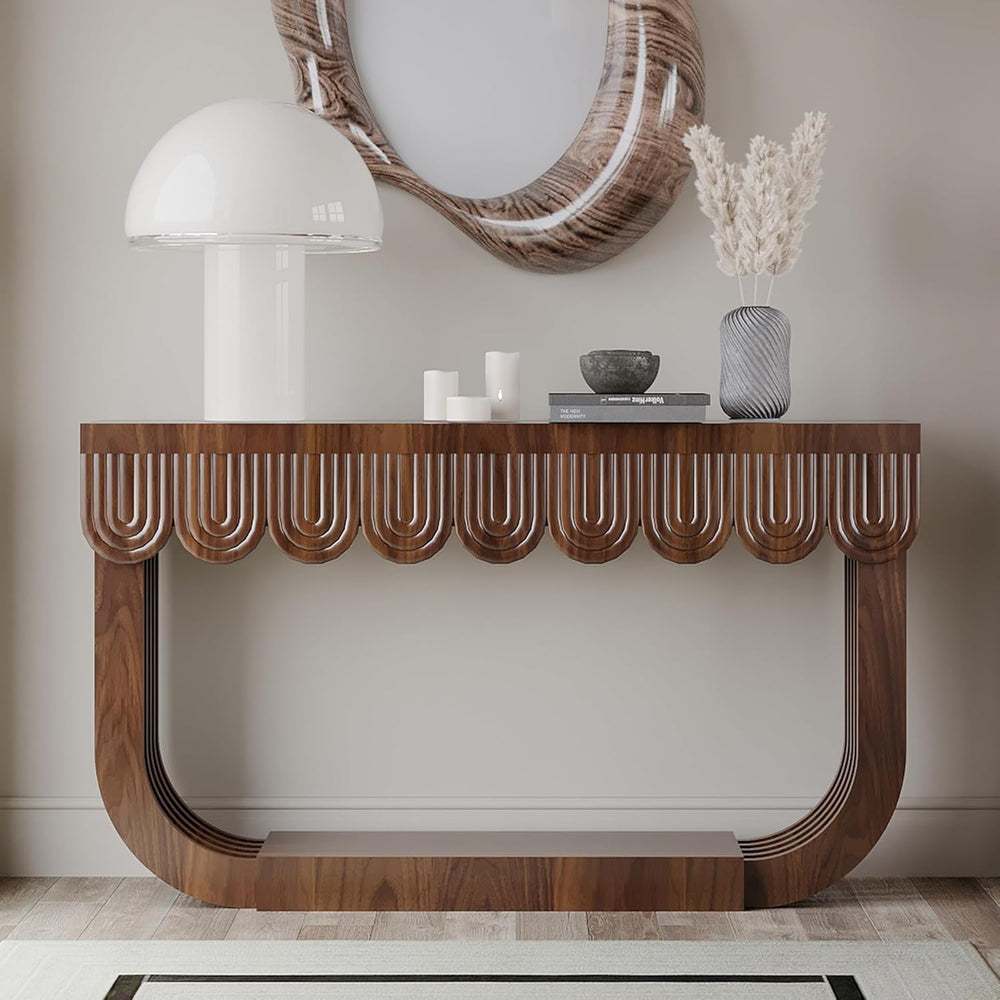 56 Inch Mid-Century Entryway Table, Console Table with 3 Drawers, Modern Sofa...
