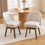 Upholstered Dining Chairs Set of 4, Modern Linen Fabric Dining Room Chairs with Solid Wood Legs & Double-Padded Seat, Swivel Accent Desk Chair for Kitchen Dining Room Restaurant - Beige