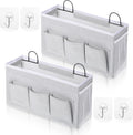 2pcs 3-Pockets Large Wall Hanging Organizer Bag, Linen Fabric Door Hanging Storage Baskets with Pockets, Waterproof Bin for Kitchen, Bedroom, Office, RV Camper