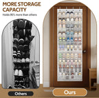 MISSLO 30 Pairs Over the Door Shoe Organizer Breathable Mesh Hanging Shoe Rack for Closet Storage with Wide Deep Pockets 10 Tier Shoes Holder Fit All the Family's Sneakers, Boots, Heels (White, 71")