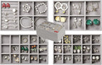 Set of 4 Stackable Jewelry Trays Organizer, Velvet Earring Organizer, Jewelry Organizer Showcase Display Drawer Organizer Storage, Earring Holder Necklace Bracelet Ring Accessary Organizers (Gray)