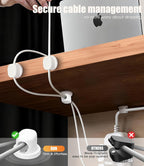 8 Pack Cord Organizer, Ω-Shaped Rotatable Cable Clips, Strong Adhesive Cable Management with Nails, Cord Holder for Nightstand, Desk, and Wall (White)