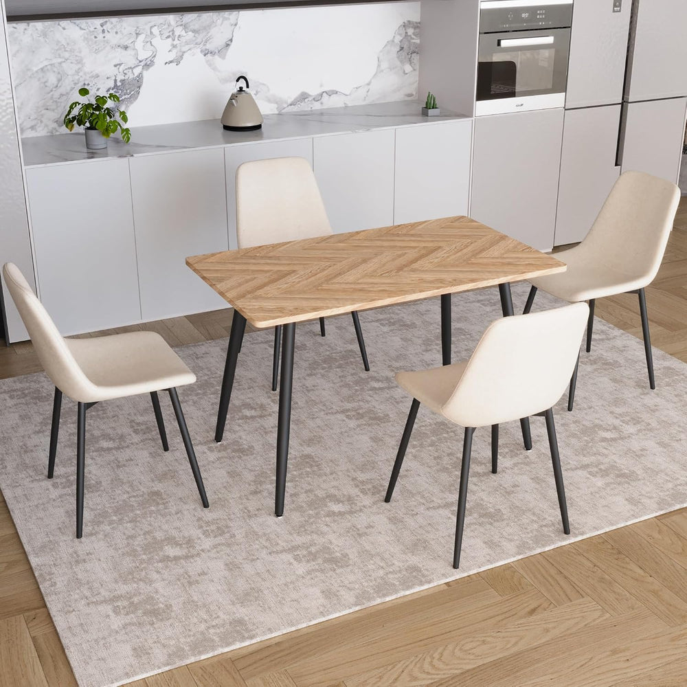 Small Dining Table Set for 4, Modern Dining Table and Chairs Set with 4 Fabri...