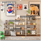 4NM Extra Wdie No Assembly Folding Bookshelf, 34" H x 30.9" W, 3 Tier Collapsible Book Shelf Bookcase Foldable Shelves for Bedroom Living Room Home Office - Cloud Oak & White
