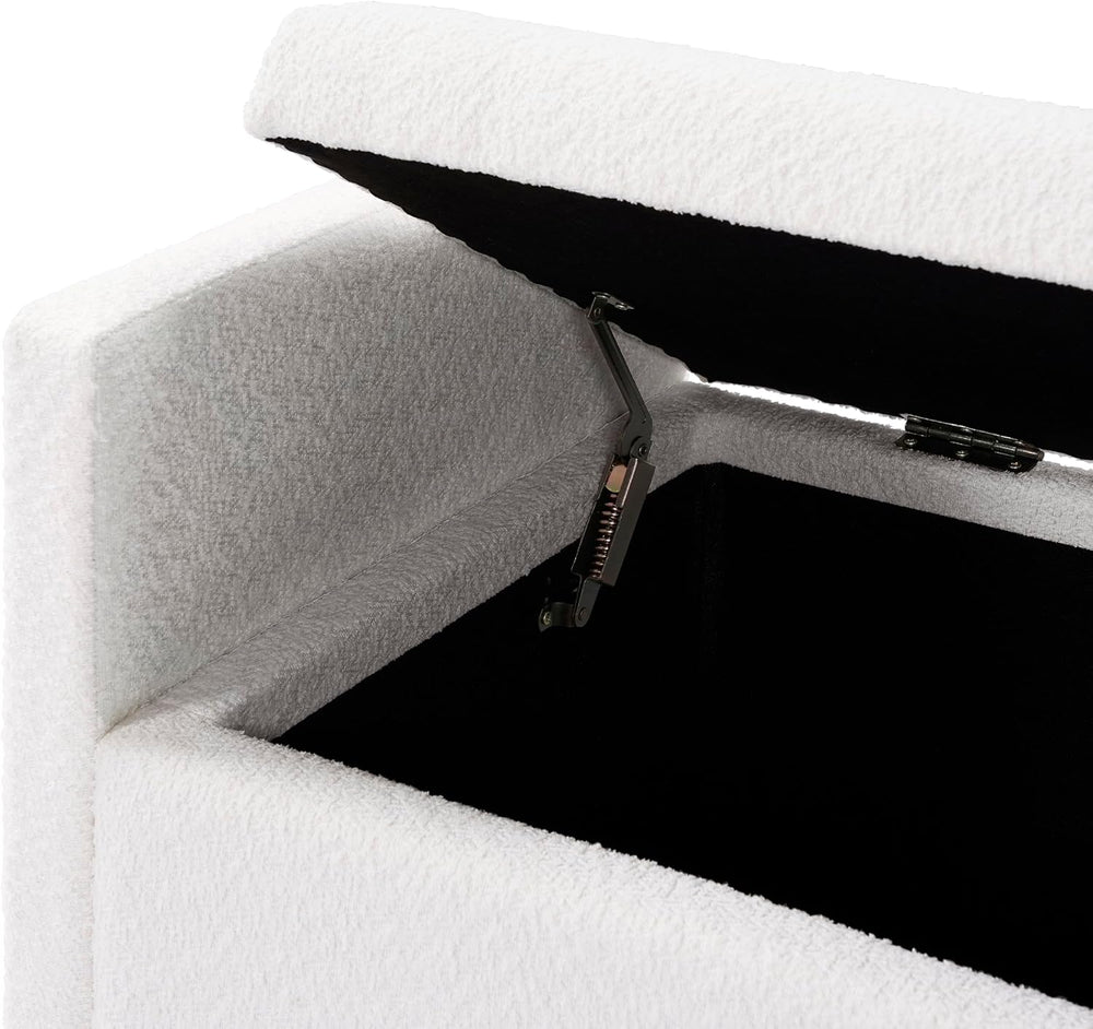 Merax Boucle Upholstered Storage Bench 50.8" End of Bed Bench with 2 Rou...