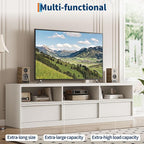 IDEALHOUSE 70 inch TV Stand for 80" TVs, Mid Century Modern Entertainment Center with Storage Drawer & Open Shelves, Wood Media Console Cabinet for Living Room/Bedroom, White