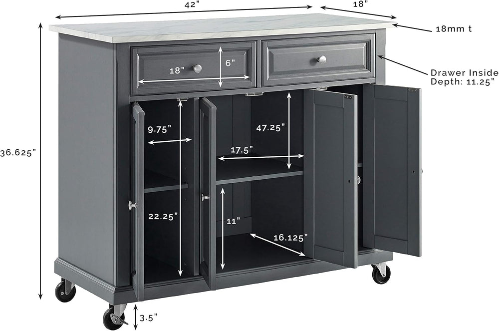 Crosley Furniture Avery Kitchen Island with Storage Shelves, Microwave Stand,...