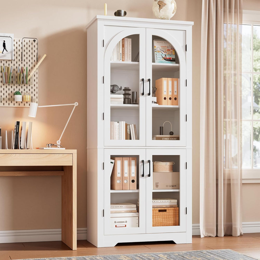 Garvee 70" Tall Kitchen Pantry Cabinet - Modern Display Cabinet with 4 A...