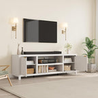 IDEALHOUSE Fluted TV Stand for 80 inch, Modern Entertainment Center with Adjustable Shelves, White TV & Media Cabinet 2-Tier Storage for Living Room Bedroom