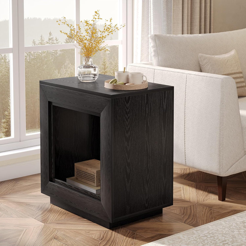 Tribesigns Rustic Brown End Table, 24" Side Table with Storage Shelf, Fa...