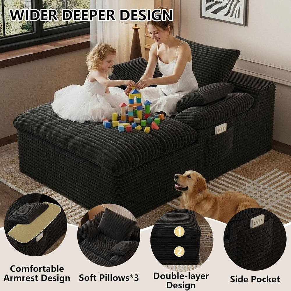 49.2" Oversized Chaise Lounge Chair Indoor, Modern Upholstered Deep Seat...