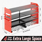 Metal Power Tool Organizer Rack Wall Mount, Garage Tool Drill Storage Shelves with Screwdriver Plier Holder (Red, 8 Drills Holder)