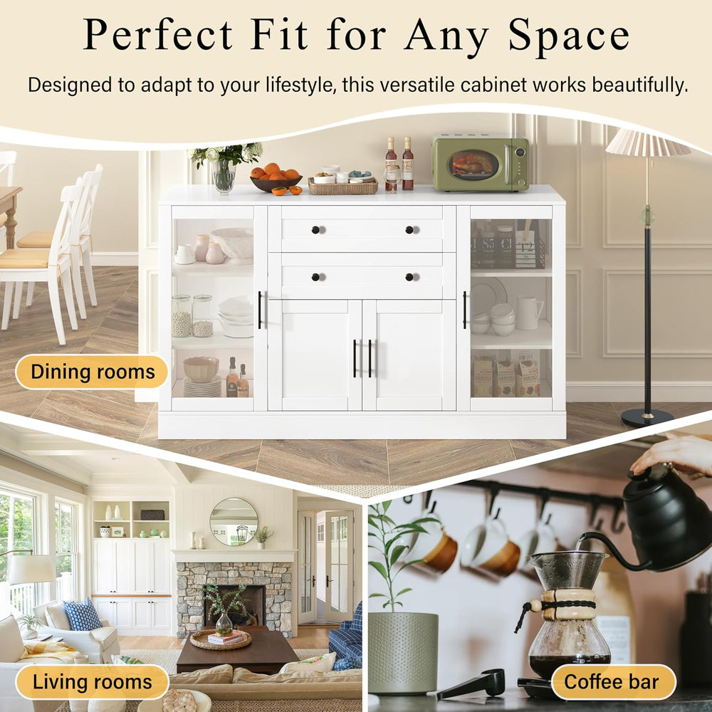 58.3" Modern Buffet Sideboard with 4 Doors & 2 Drawers, Modern Buffe...