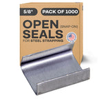 IDL Packaging Open (Snap-On) Seals for 5/8" Strap Width Steel Strapping (Pack of 1000) - Superior Holding Power - Sturdy Metal Clips for Securing Heavy Packaging and Pallet Banding