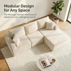 Homall Sectional Couches for Living Room, Modern Boneless Couch with Deep Seat, Upholstered Cloud Sofa, No Assembly Required (Beige, L Shaped Sofa)