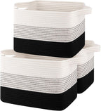Storage Baskets for Organizing, Woven Baskets for Shelves, Rectangle Decorative Organizer for Storage Clothes, Toy, Books, Towels Nursery Bins 3 Pack (Gradient Black, 13"x9.85"x8.7")