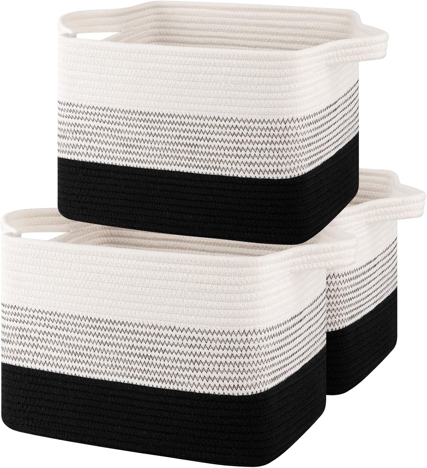 Storage Baskets for Organizing, Woven Baskets for Shelves, Rectangle Decorative Organizer for Storage Clothes, Toy, Books, Towels Nursery Bins 3 Pack (Gradient Black, 13"x9.85"x8.7")