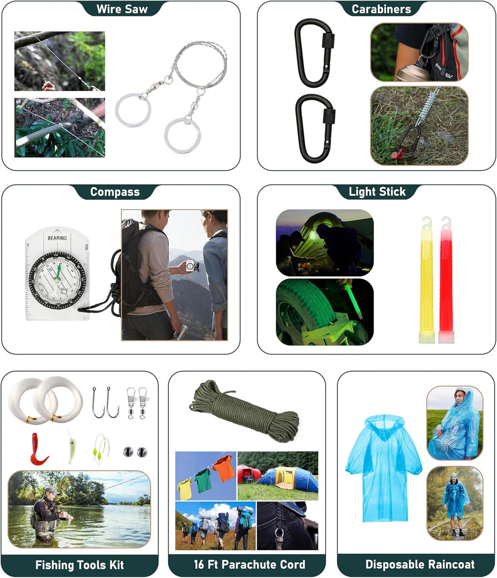 Survival Kit, 262Pcs Survival Gear and Supplies with First Aid Kit Pouch and ...