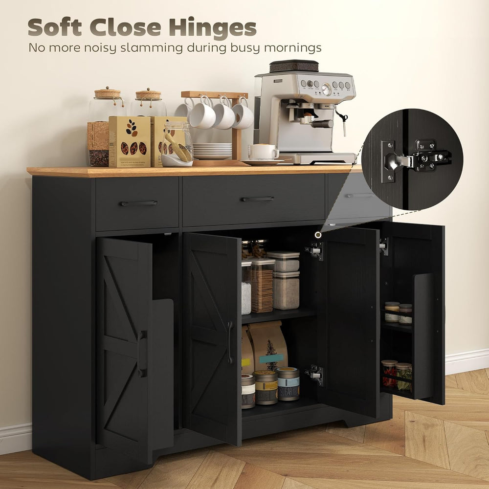 HOMCOM 47" Sideboard Buffet Cabinet, Farmhouse Credenza with Soft-Close ...