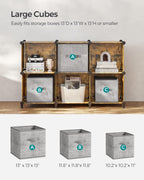 SONGMICS 6 Cube Storage Organizer, Modular Bookshelf, DIY Closet Organizers and Storage, Plastic Stackable Shelves, 14.6 x 13 x 13 Inch Cubes, with Feet and Rubber Mallet, Rustic Brown ULPC206A01