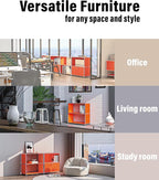 32-Inch 2-Tier Metal Bookcase, Open Shelf Storage Organizer for Living Room, Bedroom, Side Table or Nightstand Use, Modern DIY Assembly, Orange