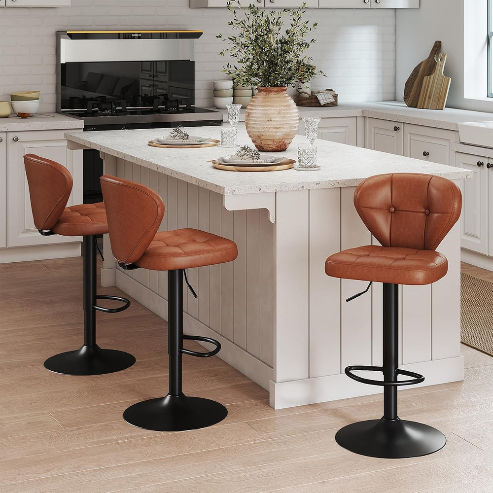 Bar Stools Set of 3 - Swivel Counter Height Barstools (Height Adjustable) | M...