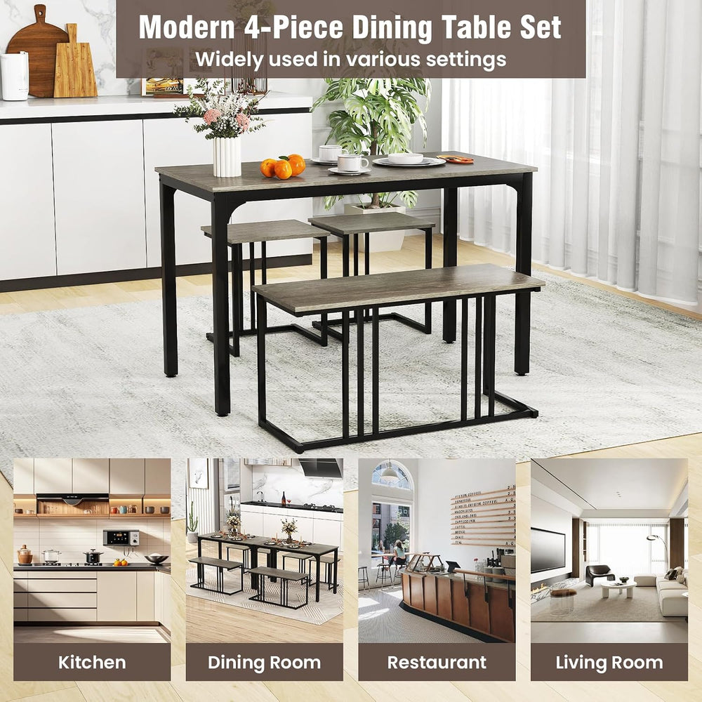 Giantex 4-Piece Dining Table Set for 4, Modern Kitchen Table and Chairs, Nest...