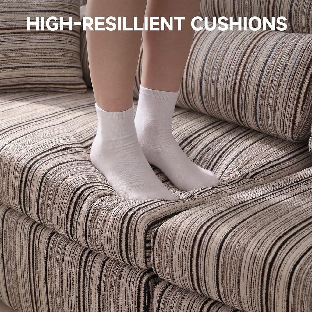 111" Chenille Woven Convertible Sofa Bed Boneless Couch High Backrest | No Assembly Couch in a Box, Modular Sectional Sleeper Sofa for Living Room,Bedroom,Office,King Size Compressed Sofa