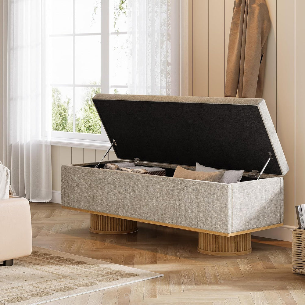 Tribesigns 50.39" Storage Bench with Padded Seat Cushion, Upholstered Sh...